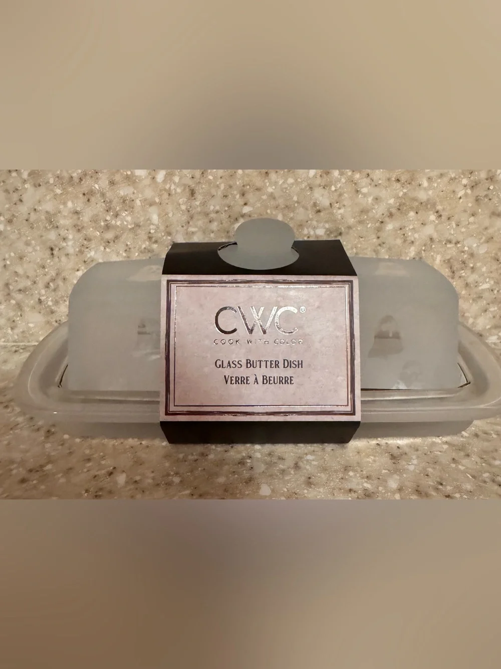 CWC Cook with Color Halloween Ghosts Frosted Glass Butter Dish